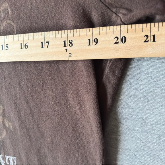 Blend Tee Shirt Mens XXL Brown Cotton Comfort All-over Motto Print Rib Crew - Picture 9 of 14